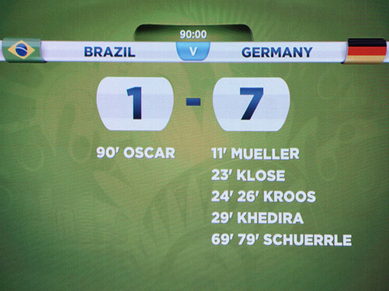 Das Endergebnis: Brasilien 1, Deutschland 7