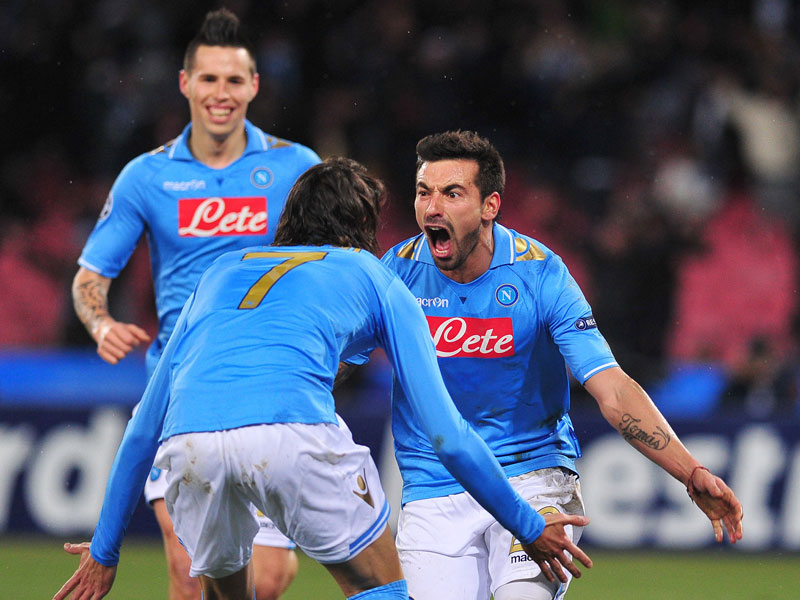 Marek Hamsik, Edinson Cavani und Ezequiel Lavezzi (v.li.)