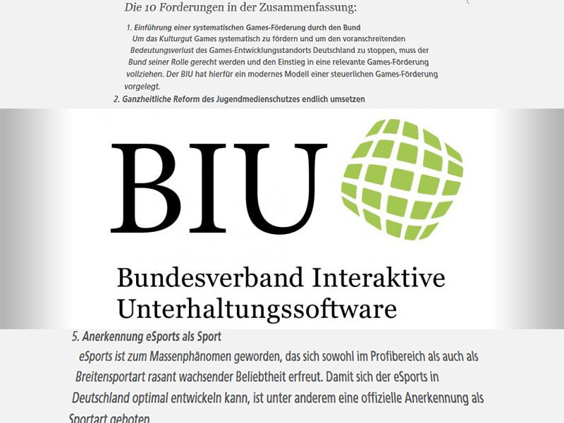 Zehn Forderungen an die Politik: Der BIU will die Anerkennung des eSport.