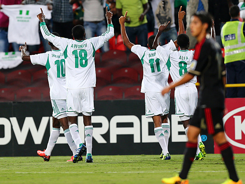 Nigerias Nachwuchs beim Finale der U-17-WM im Freudentaumel.