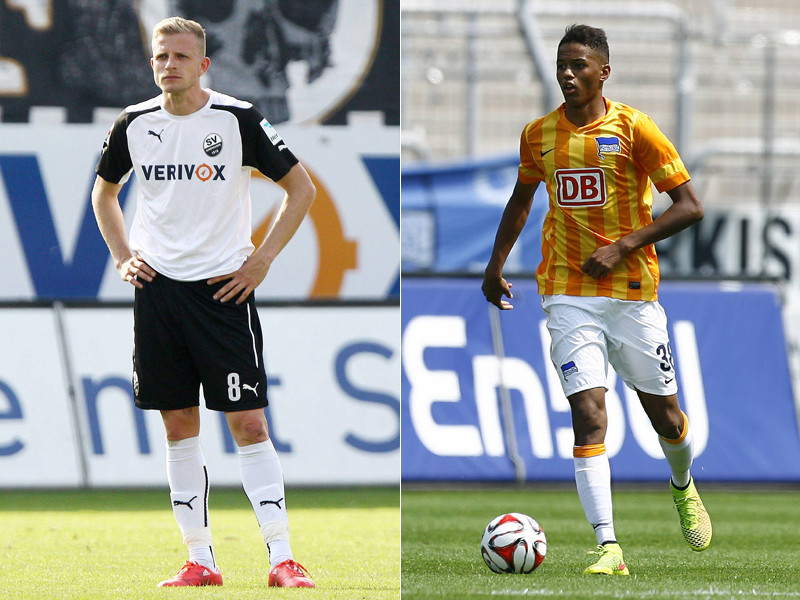 Spielen in der kommenden Saison für Aue: Nicky Adler (li.) und Louis Samson.