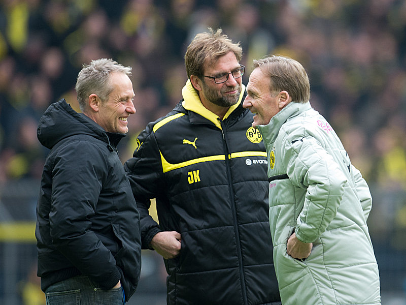 Gegen rechte Gewalt: Christian Streich, Jürgen Klopp und Hans-Joachim Watzke (v.li.).