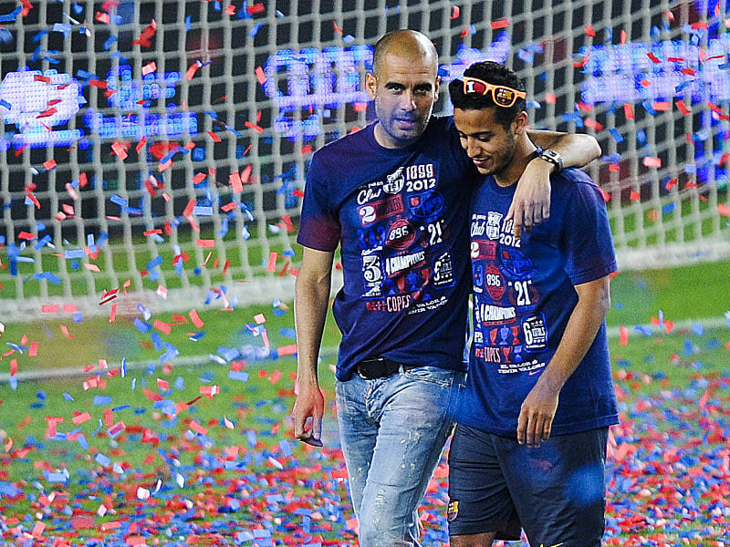 Gemeinsame Tage beim FC Barcelona: Pep Guardiola und Thiago Alcantara.