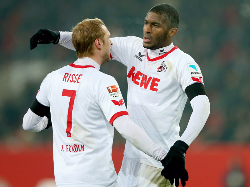 Kölns Anthony Modeste (re.) und Marcel Risse