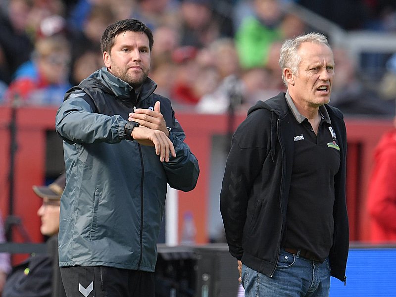Enormer Qualitätszuwachs: Christian Streich freut sich über seinen Co-Trainer Florian Bruns (li.).