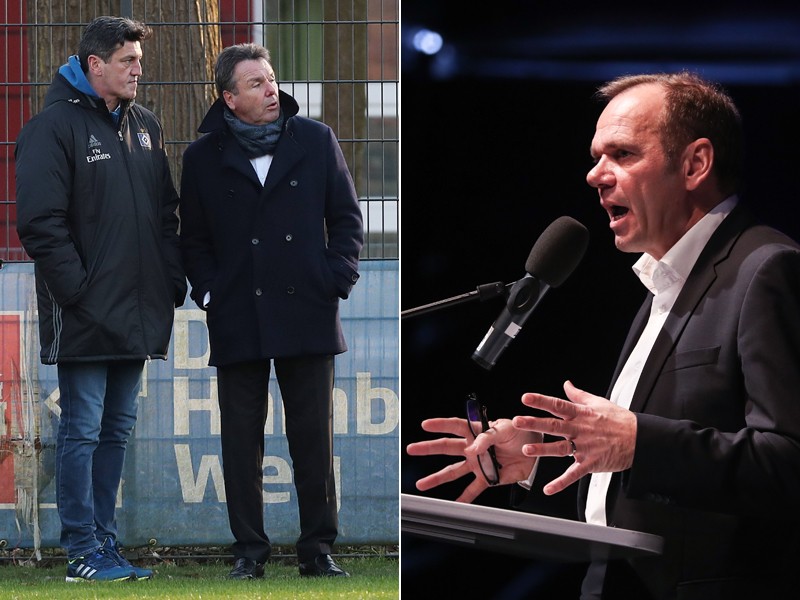 Was bedeutet der Präsidentenwechsel beim HSV? Jens Todt, Heribert Bruchhagen und Bernd Hoffmann (v.l.).