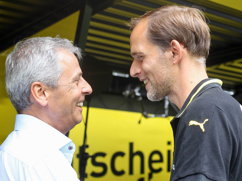 Wird er der Nachfolger von Thomas Tuchel beim BVB? Lucien Favre (li.) ist der Favorit.