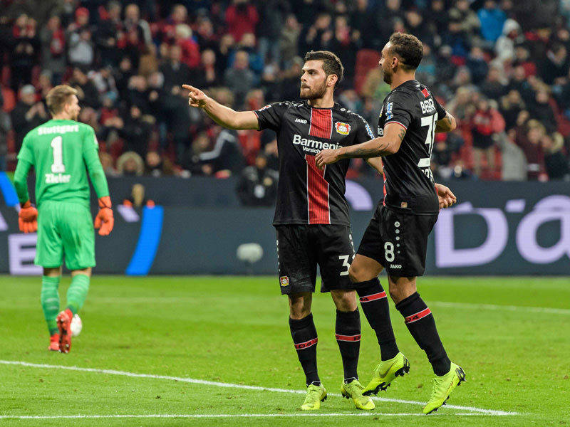 Die Erlösung: Kevin Volland (li.) traf gleich doppelt für Leverkusen.