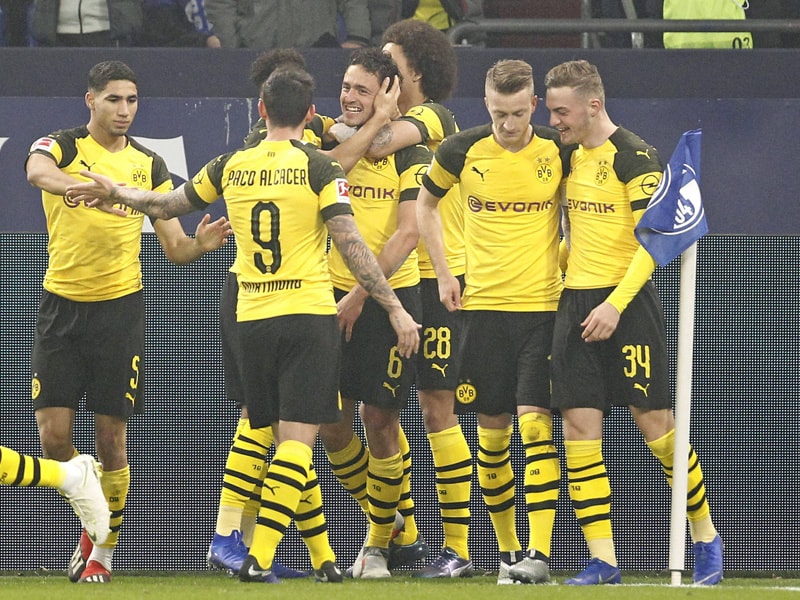 Großer Jubel: Thomas Delaney (Nummer 6) brachte Dortmund in Führung.