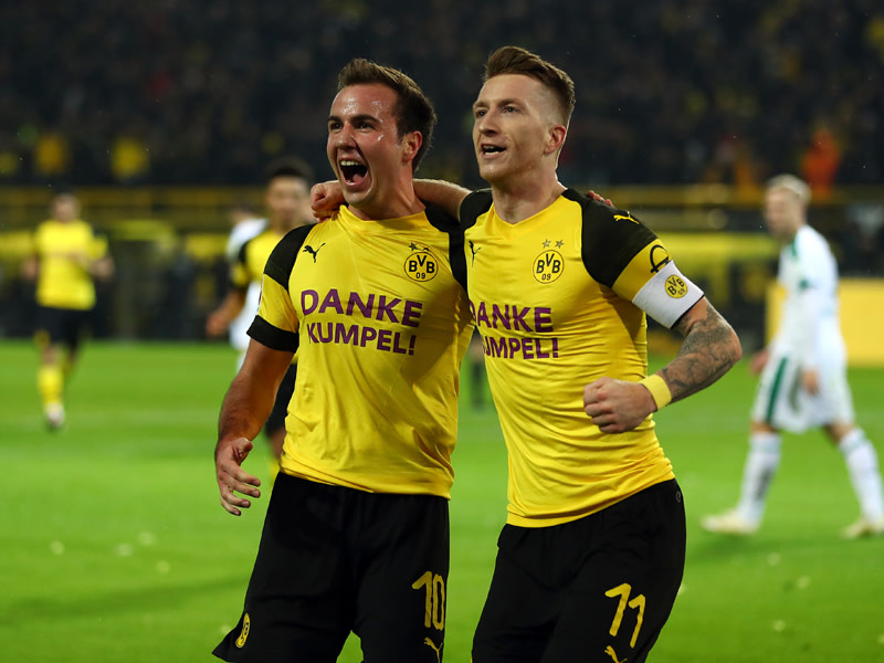 Vorlagengeber und Vollstrecker: Die Dortmunder Mario Götze (l.) und Marco Reus nach dem 2:1.