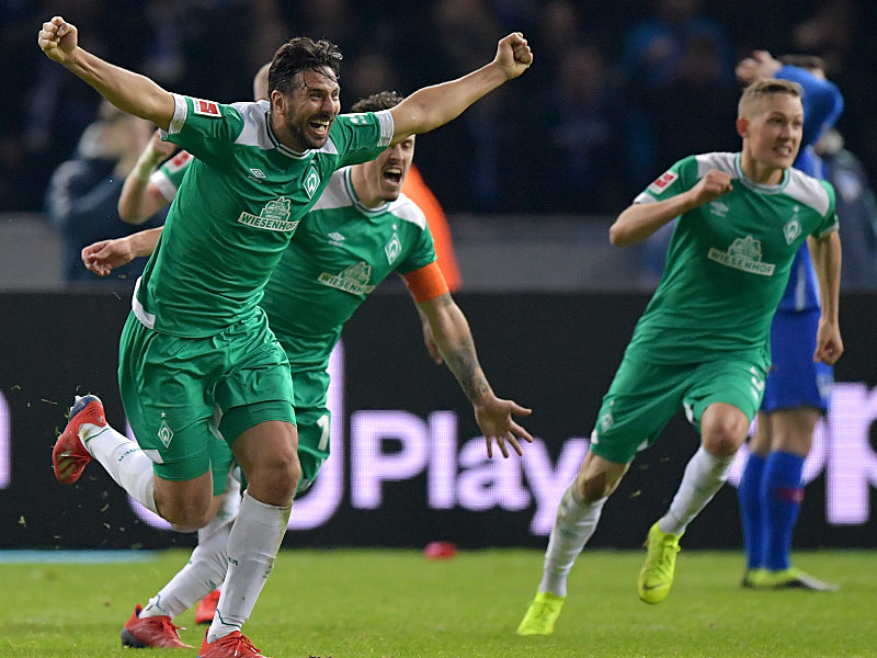 Punktretter in Berlin - und der älteste Torschütze der Bundesliga-Geschichte: Werder-Oldie Claudio Pizarro (40).