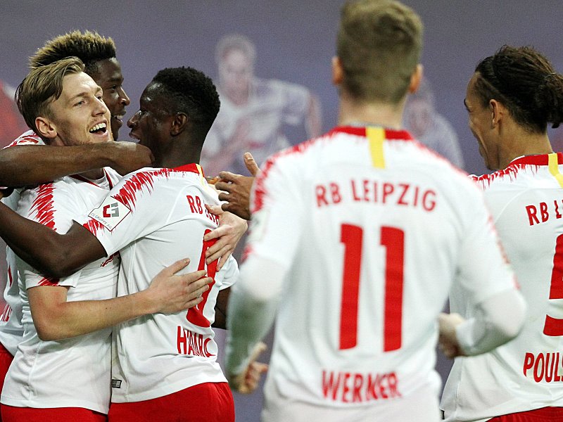 Zur Stelle: Emil Forsberg (links) brachte RB Leipzig gegen Berlin auf die Siegerstraße.