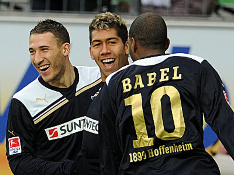 Hoffenheim jubelt bereits nach 86 Sekunden: Johnson, Roberto Firmino und Babel.