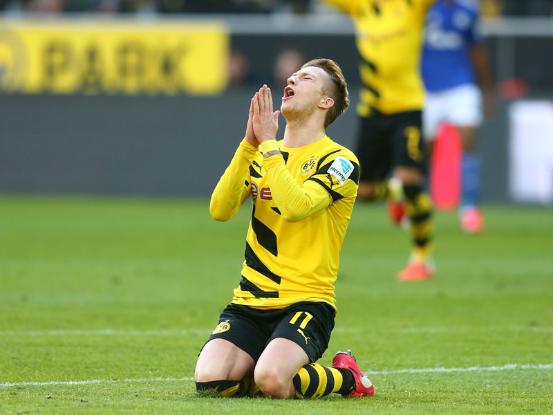 Zum Verzweifeln: Marco Reus flehte höhere Mächte an, nachdem besonders er in Halbzeit eins einige Chancen vergeben hatte.