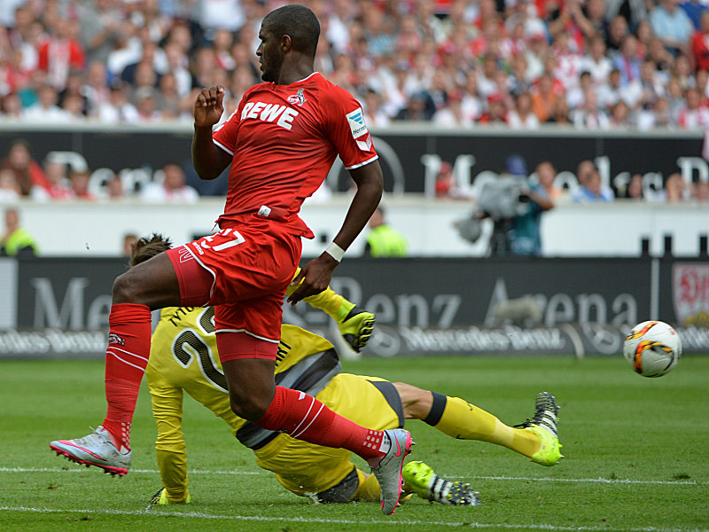 Schlüsselspieler: Kölns Modeste und VfB-Schlussmann mit Tyton (unten).