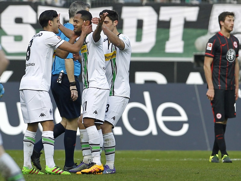 Die drei Gladbacher Torschützen auf einen Blick: Mahmoud Dahoud, Raffael und Lars Stindl (v. l.).