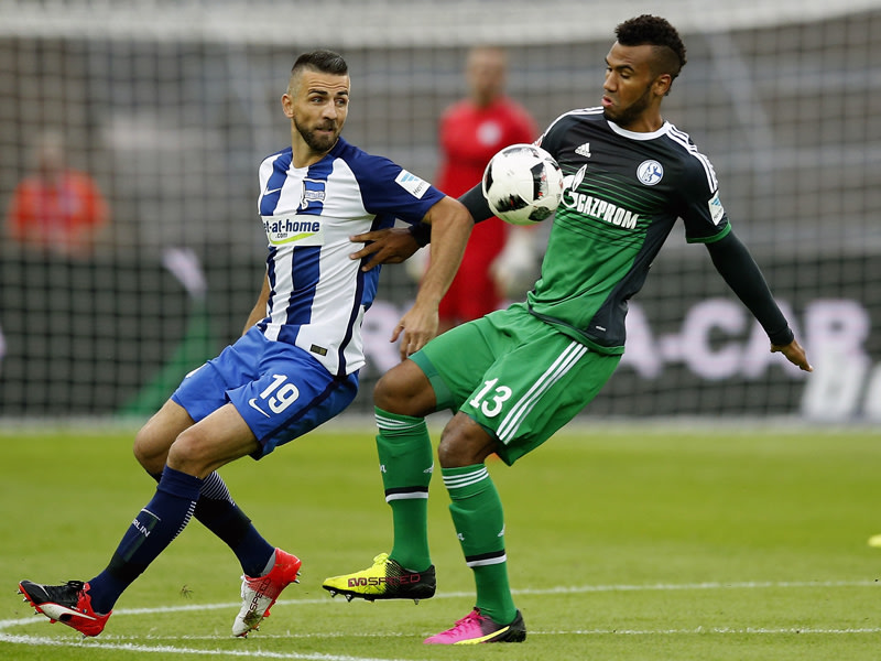 Stürmer unter sich: Vedad Ibisevic (l.) gegen Eric Maxim Choupo-Moting.