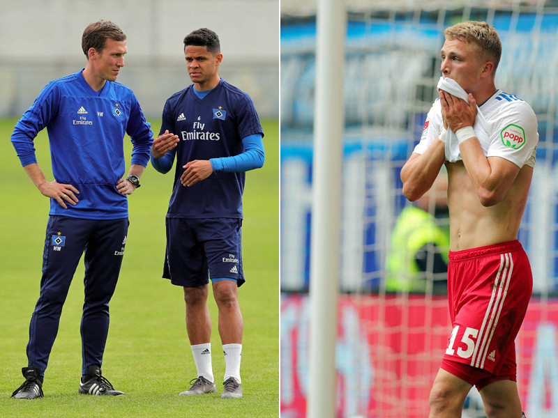 Ab Sommer nicht mehr beim HSV: Hannes Wolf, Douglas Santos und Fiete Arp (v.l.).