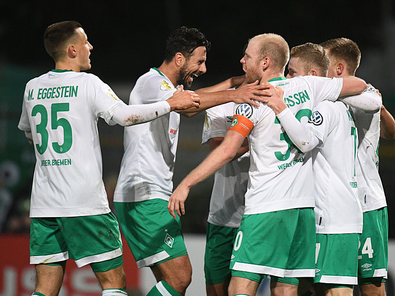 Die Bremer nahmen die Aufgabe Flensburg ernst und freuten sich kollektiv über das Weiterkommen.