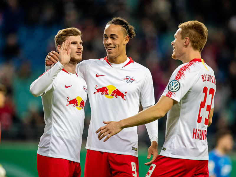 Schoss Leipzig gegen Hoffenheim mit einem Doppelpack in die nächste Runde: Joker Timo Werner (l.).