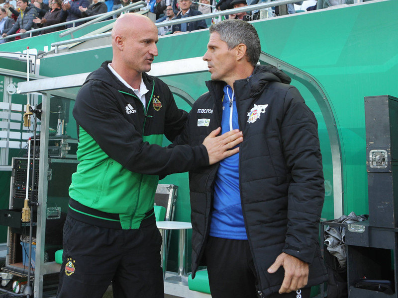 Vorgänger und Nachfolger: Dietmar Kühbauer (r.) beerbt Goran Djuricin als Rapid-Coach.