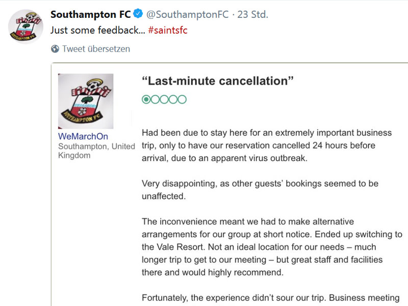 "Last-Minute-Stornierung": Der FC Southampton kostete seinen Sieg in Swansea auf besondere Weise aus.