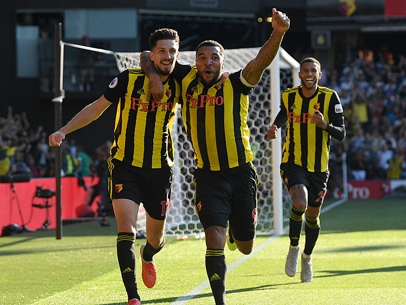 Bescherten den Hornets den Sieg: die Torschützen Craig Cathcart (li.) und Troy Deeney (re.).