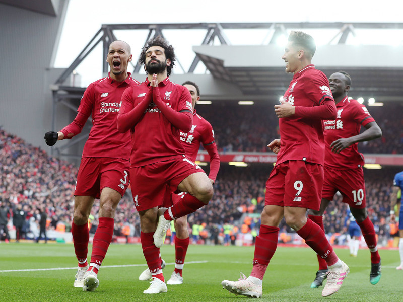 Entspannung nach dem großen Knall: Mohamed Salah bejubelt seinen herrlichen Treffer zum 2:0.