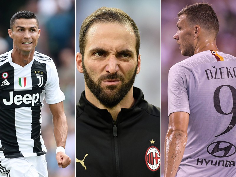 Cristiano Ronaldo, Gonzalo Higuain und Edin Dzeko (v.l.n.r.)
