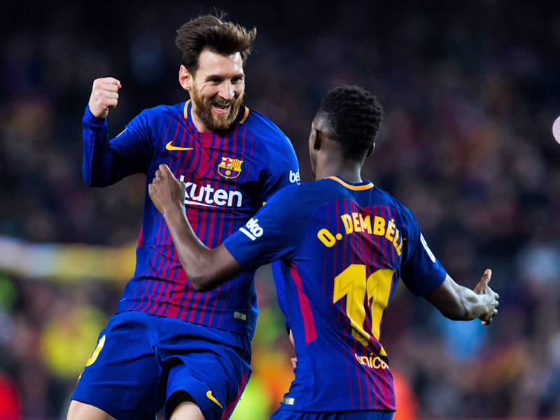 Lionel Messi und Ousmane Dembelé