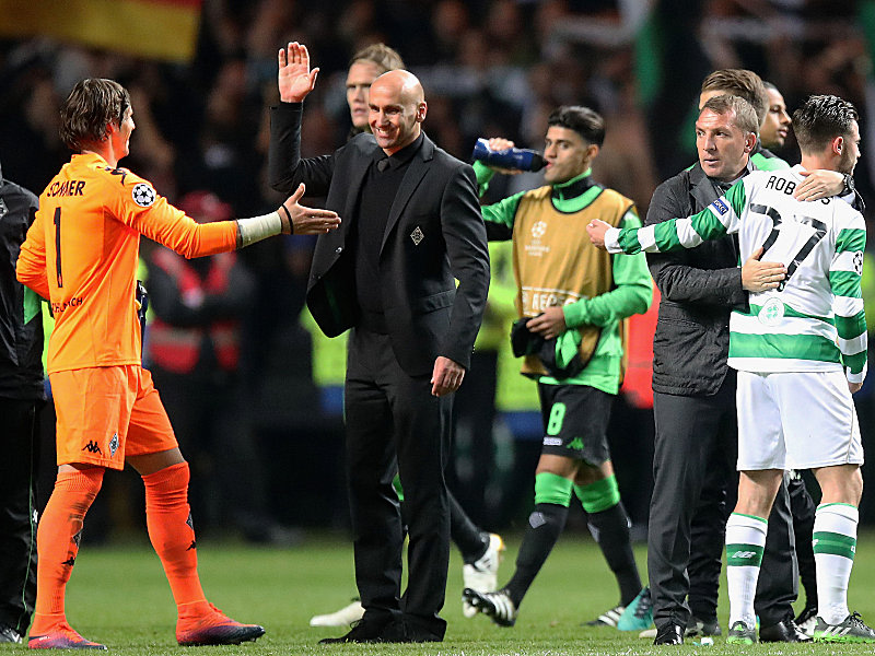 Hatten nach dem Abpfiff allen Grund zur Freude: Andre Schubert (M.) und Yann Sommer (l.).