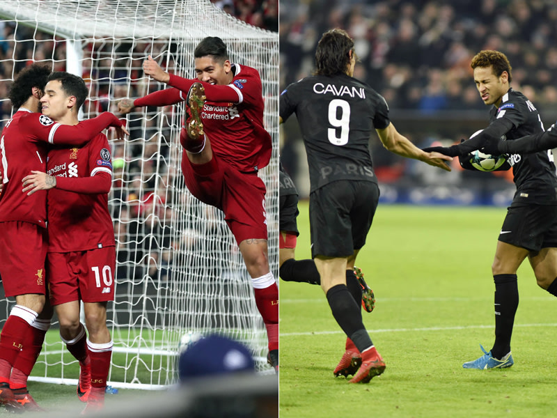 Sie übertrafen die BVB-Offensive der letzten CL-Saison: Liverpool (l.) und Bayerns Gegner Paris Saint-Germain.
