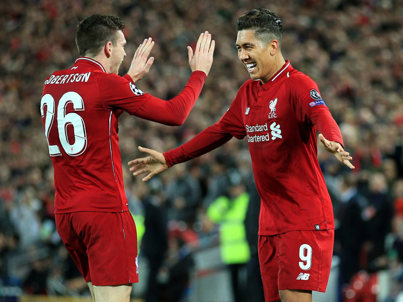 Schlag ein: Robertson und Firmino (r.) bejubeln das 1:0.
