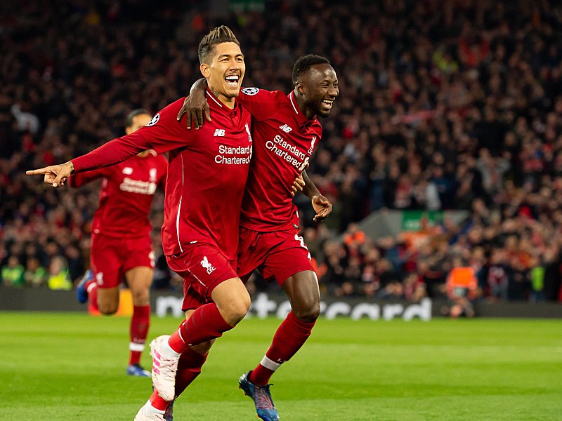 Torschützen unter sich: Roberto Firmino und Naby Keita (r.).
