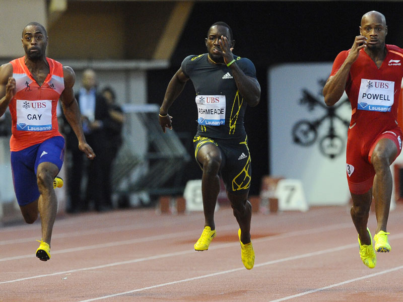 Tyson Gay (li.) und Asafa Powell (re.) trafen noch am 4. Juli in Lausanne aufeinander.