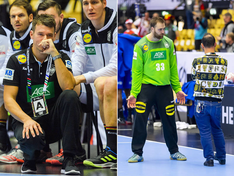 Diskussionsbedarf: Auch Bundestrainer Christian Prokop (l.) und Torhüter Andreas Wolff machten bei der WM Fehler.