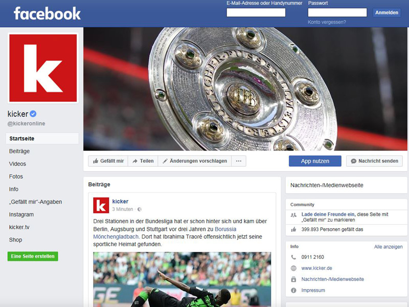 kicker feiert 400.000 Fans auf Facebook kicker