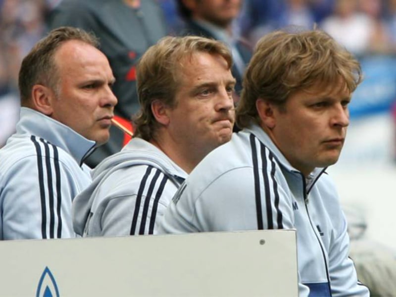 Keine Zukunft mehr bei S04: Oliver Reck, Mike Büskens und Youri Mulder.