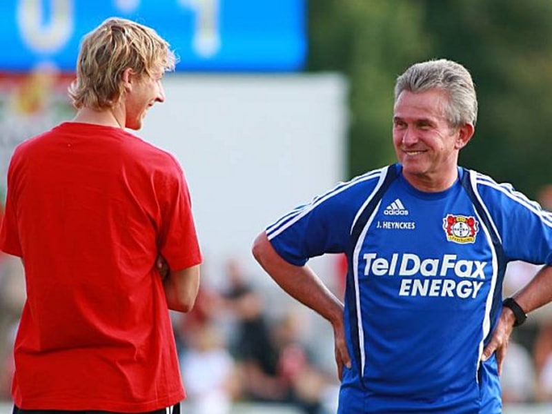 Bayer Leverkusen: Jupp Heynckes (re.) und Stefan Kießling