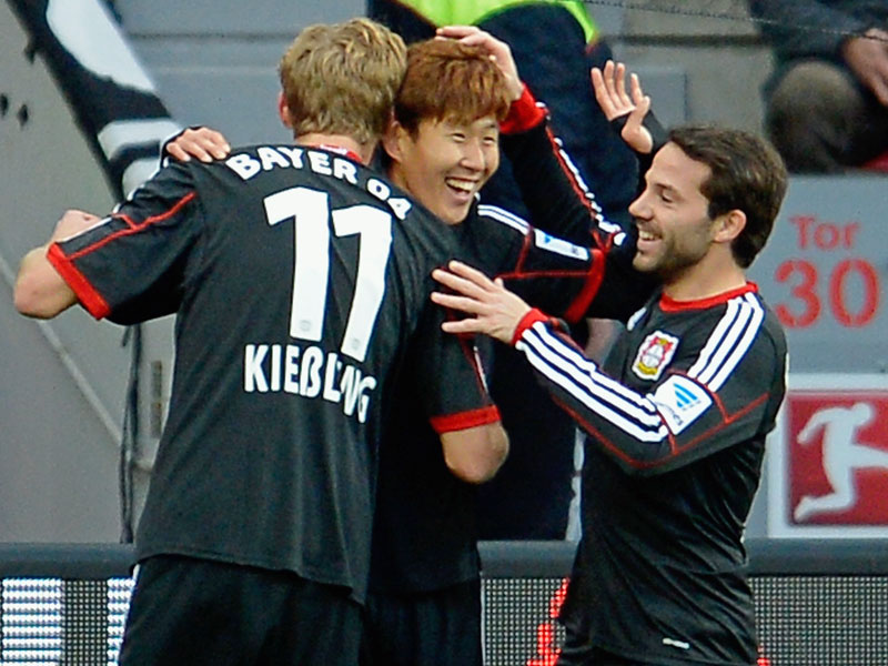 Alle Leverkusener Torschützen: Kießling, Son und Castro.