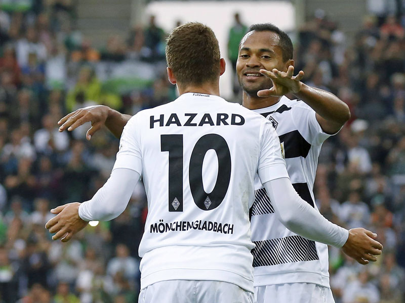 Gladbacher Torschützen: Die Doppelpacker Raffael und Hazard.