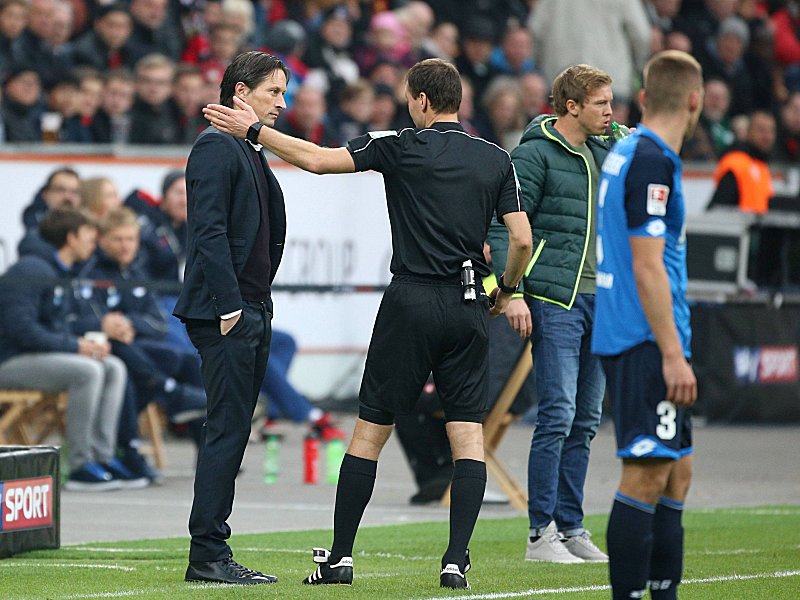 Roger Schmidt, Bastian Dankert, Julian Nagelsmann (v.l.)