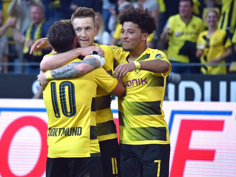 Zündendes Offensiv-Trio: Götze, Reus und Sancho.
