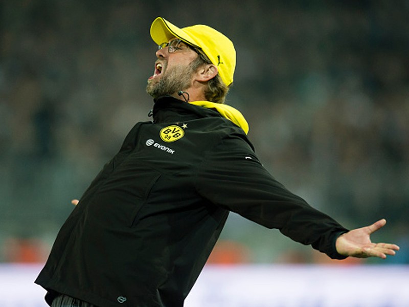 Befreiungsschrei: Jürgen Klopp ist nach dem lange erhofften Dreier sichtlich erleichtert.