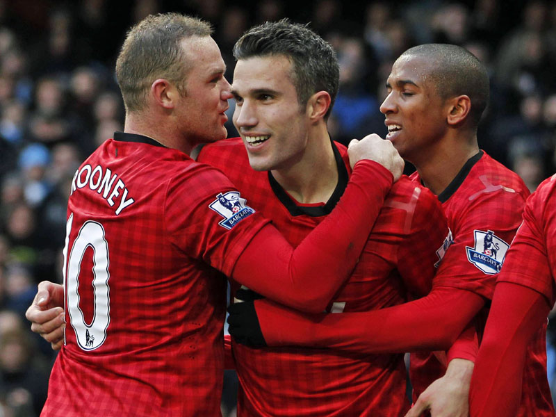 Erinnerungen an Dezember 2012: Robin van Persie entschied das Stadtderby für Manchester United.