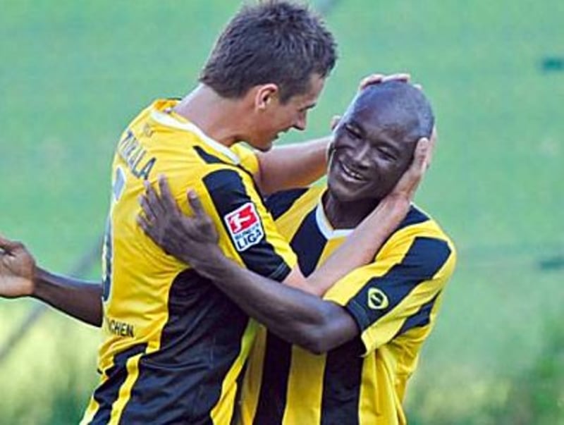 Lukasz Szukala und Hervé Oussale (Alemannia Aachen)