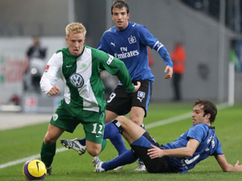 Mike Hanke, Joris Mathijsen und Rafaael van der Vaart