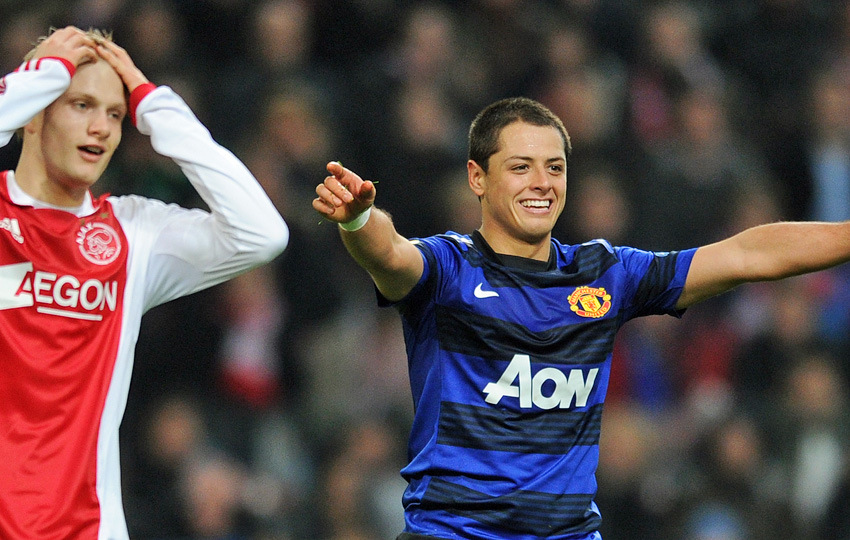 Nicolai Boilesen, Javier Hernandez (v.li.)