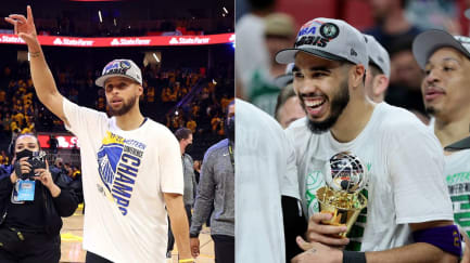 Die Topstars ihrer Teams: Stephen Curry (li.) und Jayson Tatum