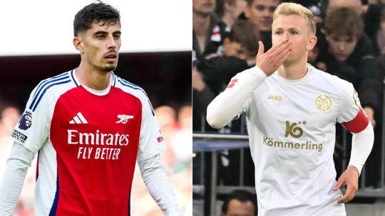 Weil Arsenals Kai Havertz ausfällt, wurde der Mainzer Jonathan Burkardt (re.) für die Nationalmannschaft nachnominiert.